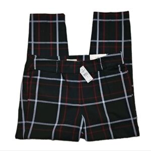 NWT LOFT $80 Skinny Ankle Window Pane Pants Women's 12 Black Red,White Office